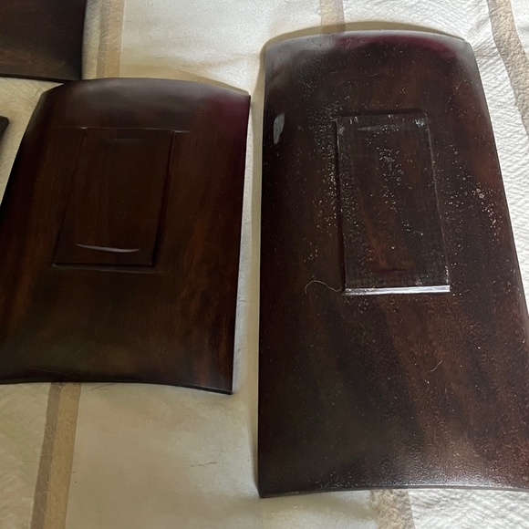 5 Piece Rectangular Wood Plate Serving Set W/ Carved Design--4 Plates, 1 Platter - Picture 7 of 9
